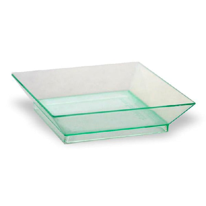 Plato verde transparente rectangular en PS KLARITY 65x65mm - 200Uds