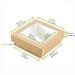 Caja cuadrada de cartón marrón con tapa ventana KRAY 350ml 115x115mm A40mm - 250Uds