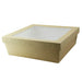 Caja cuadrada de cartón marrón con tapa ventana KRAY 4 200ml 245x245mm A80mm - 100Uds