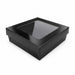 Caja cuadrada de cartón negro con tapa ventana KRAY 950ml 155x155mm A50mm - 100Uds