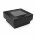 Caja horneable cuadrada de cartón negro con tapa ventana "Kray" 85x85mm H40mm 200ml - 100Uds