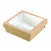 Caja cuadrada de cartón marrón con tapa ventana PLA KRAY 900ml 155x155mm A50mm - 250Uds