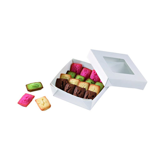 Caja cuadrada de cartón blanco con tapa ventana KRAY 350ml 115x115mm A40mm - 250Uds