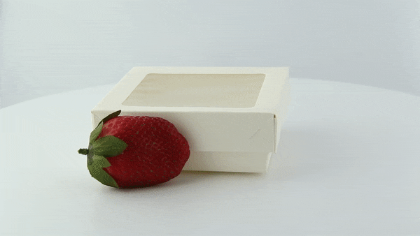 Caja cuadrada de cartón blanco con tapa ventana KRAY 350ml 115x115mm A40mm - 250Uds
