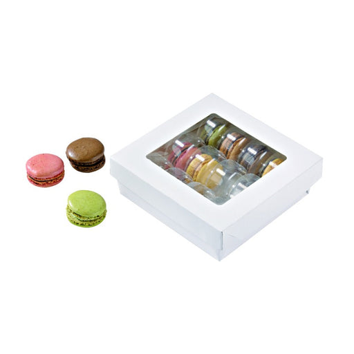 Caja cuadrada de cartón blanco con tapa ventana KRAY 950ml 155x155mm A50mm - 250Uds