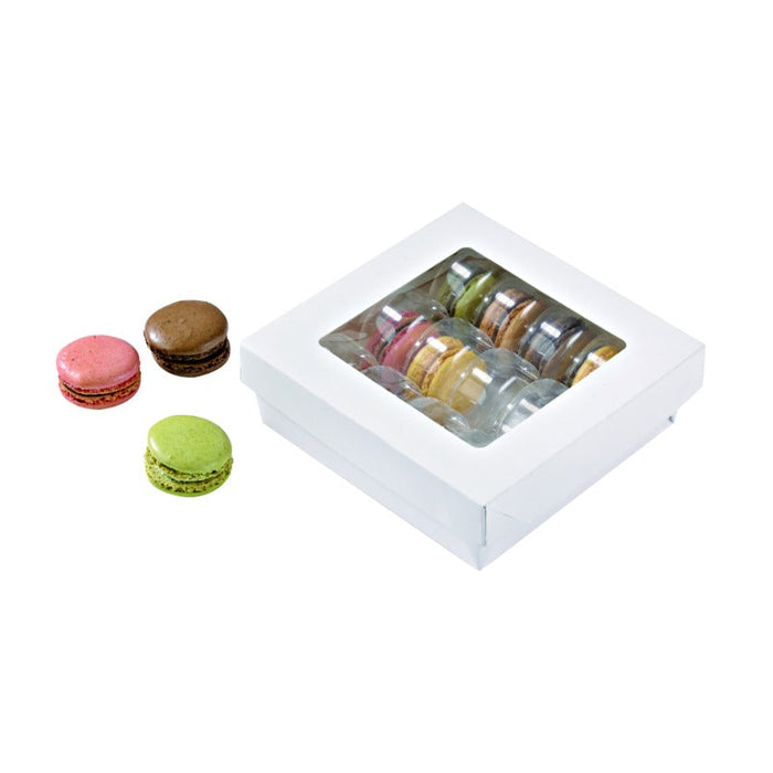 Caja cuadrada de cartón blanco con tapa ventana KRAY 950ml 155x155mm A50mm - 250Uds