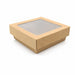 Caja horneable cuadrada de cartón marrón con tapa ventana KRAY 350ml 115x115mm A50mm - 100Uds
