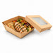 Caja horneable cuadrada de cartón marrón con tapa ventana KRAY 135x135mm A50mm - 100Uds
