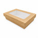 Caja horneable rectangular de cartón marrón con tapa ventana KRAY 225x155mm A50mm - 100Uds