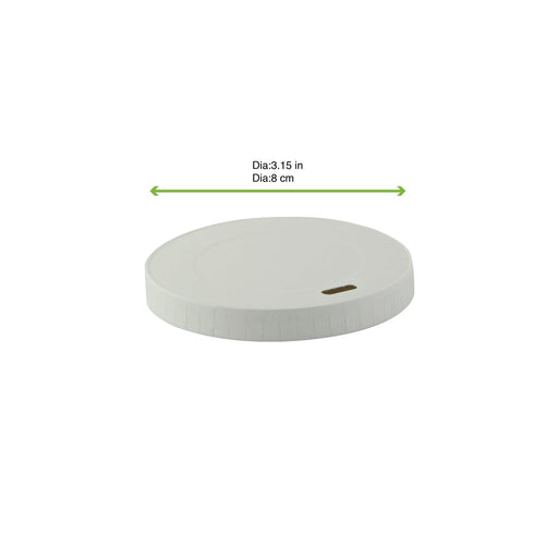 Tapa plana de cartón blanco sin plástico, Base agua Ø80mm - 1000Uds