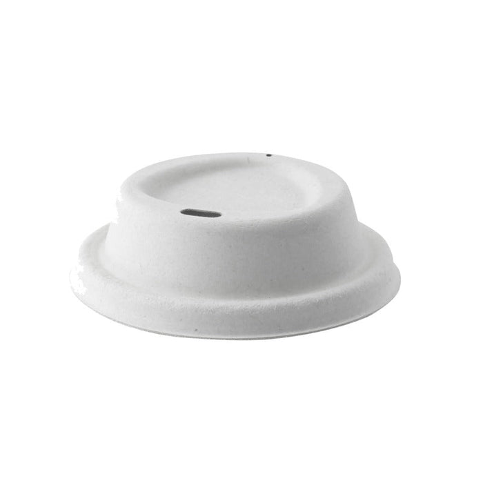 Tapa cúpula blanca con pico vertedor de pulpa para bebida caliente Ø80mm - 1000Uds