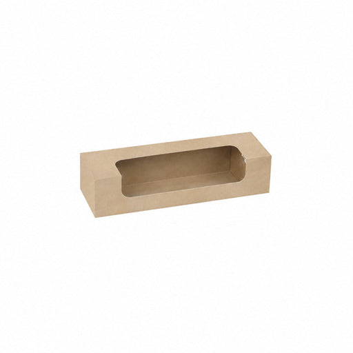 Caja de cartón kraft para 7 macarrones con ventana PLA 215x68mm A48mm - 250Uds