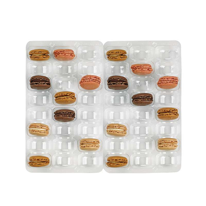 Inserto de plástico PET transparente para 48 (6x8) macarons con cierre a presión - 35,6 cm x 25,5 cm x 2,4 cm - 100Uds