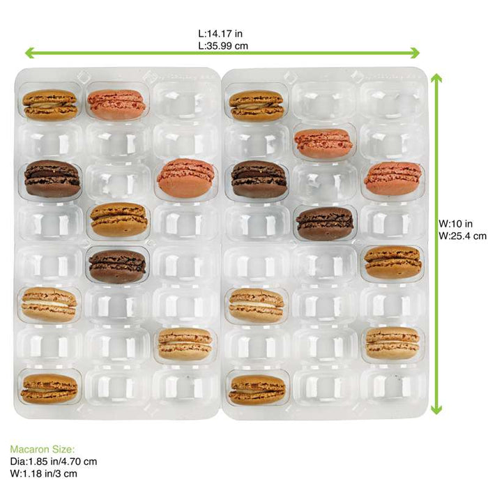 Inserto de plástico PET transparente para 48 (6x8) macarons con cierre a presión - 35,6 cm x 25,5 cm x 2,4 cm - 100Uds