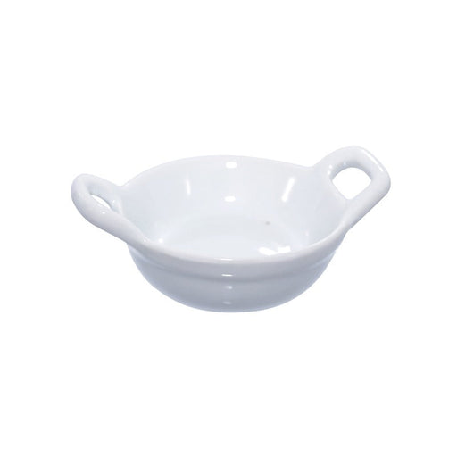 Mini plato de porcelana blanca con dos asas 85x60mm A30mm - 24Uds
