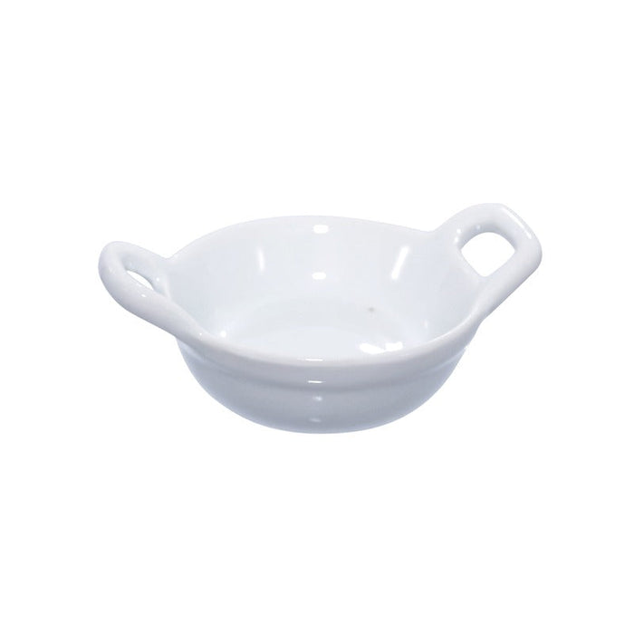 Mini plato de porcelana blanca con dos asas 85x60mm A30mm - 24Uds