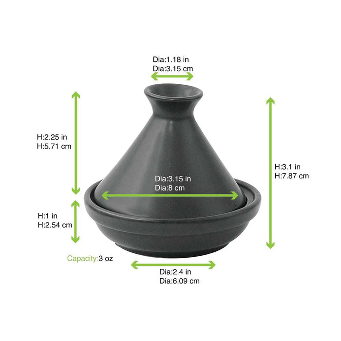 Mini tajin de porcelana negra A80mm - 24Uds