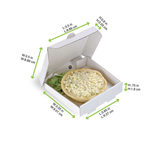 Mini caja pizza de cartón blanco 90x90mm A20mm - 500Uds