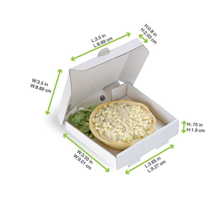 Mini caja pizza de cartón blanco 90x90mm A20mm - 500Uds