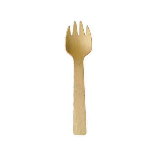 Mini cuchara-tenedor de madera A102mm - 3000Uds