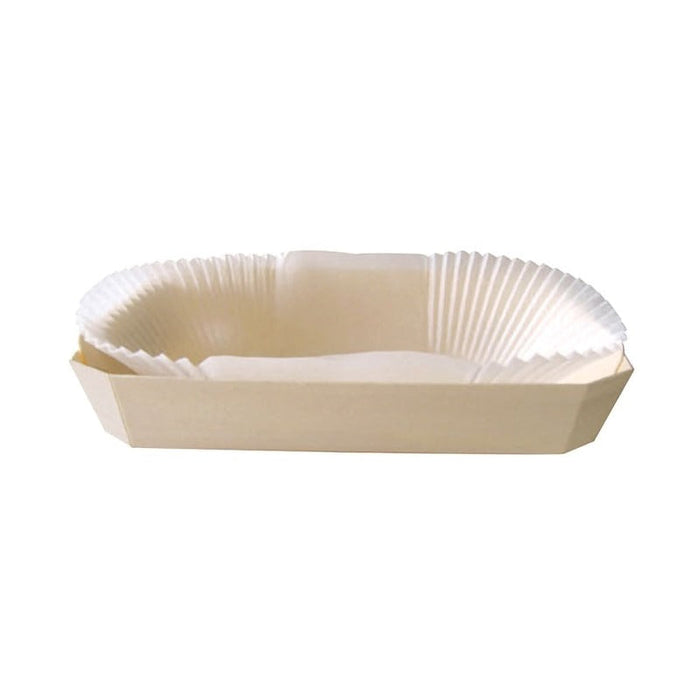 Molde de cocción rectangular exterior de madera y molde de papel interior 600ml 186x115mm A39mm - 120Uds