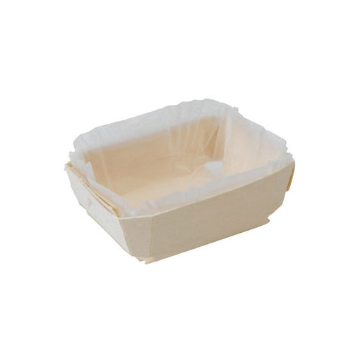 Molde de cocción rectangular exterior de madera y molde de papel interior 600ml 185x80mm A40mm - 150Uds