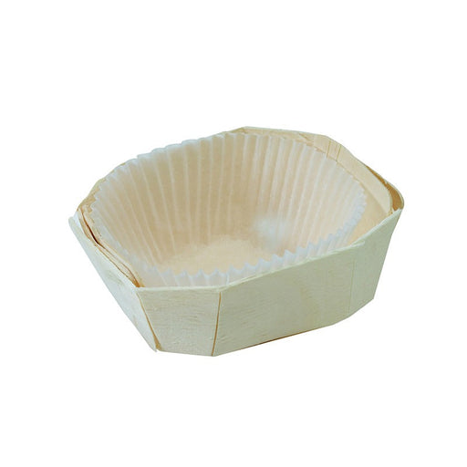 Molde de cocción redondo exterior de madera y molde de papel interior 120ml 100x70mm A37mm - 300Uds