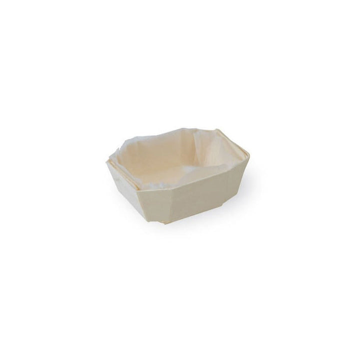 Molde de cocción rectangular exterior de madera y molde de papel interior 90ml 90x65mm A35mm - 500Uds