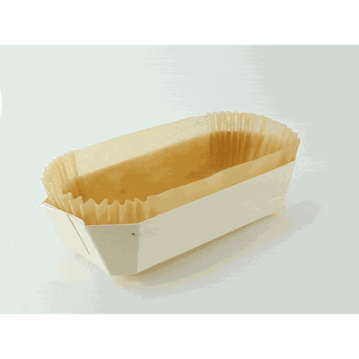 Molde de cocción rectangular exterior de madera y molde de papel interior 1200ml 265x115mm A70mm - 100Uds