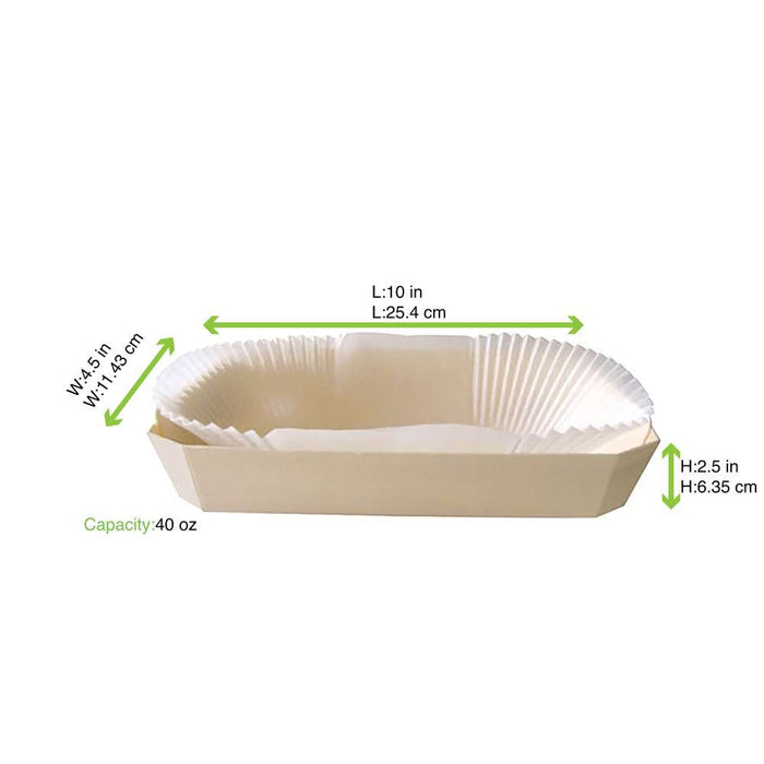 Molde de cocción rectangular exterior de madera y molde de papel interior 1200ml 265x115mm A70mm - 100Uds