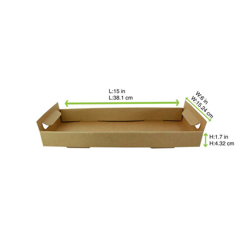 Bandeja de cartón kraft con asas 390x150mm A44mm - 200Uds