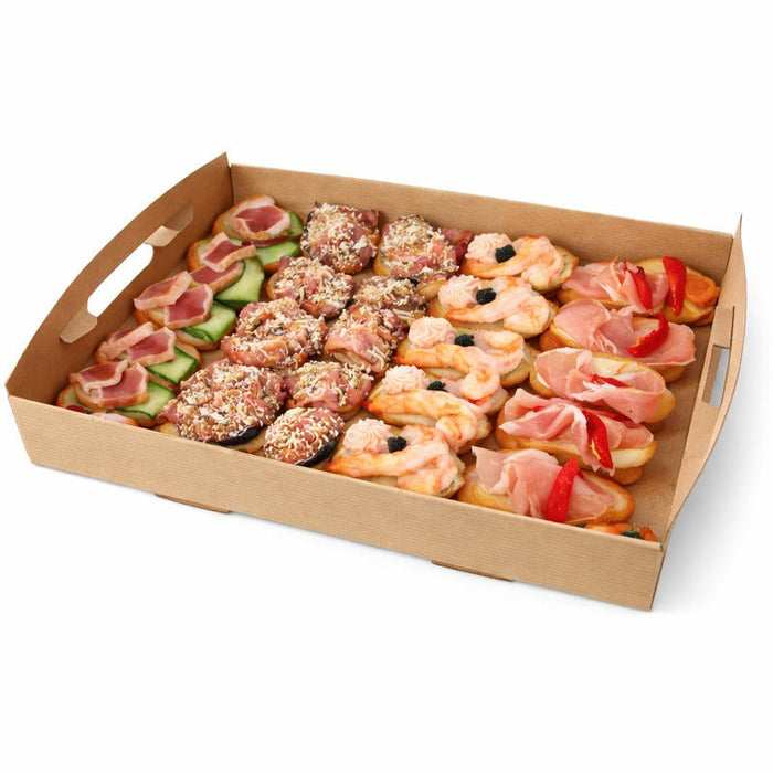 Bandeja de cartón kraft con asas 310x310mm A42mm - 100Uds
