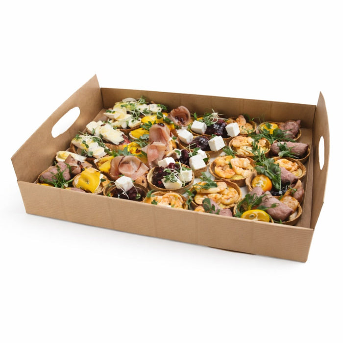 Bandeja de cartón kraft con asas 390x290mm A42mm - 100Uds