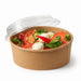Combo Ensaladera redonda cartón kraft BUCKATY con tapa PET 1200ml Ø185mm A65mm - 200Uds