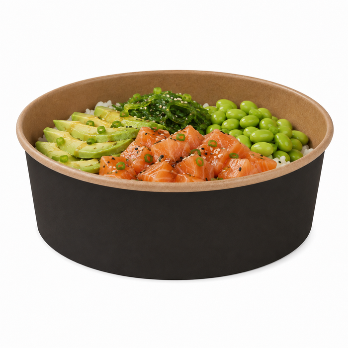 Ensaladera redonda multiusos BUCKATY cartón negra 750ml Ø142mm A70mm - 500Uds