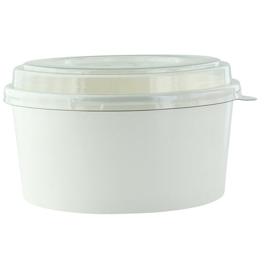 Combo Ensaladera redonda multiusos BUCKATY cartón blanco con tapa PET 1 140ml Ø187mm A67mm - 200Uds