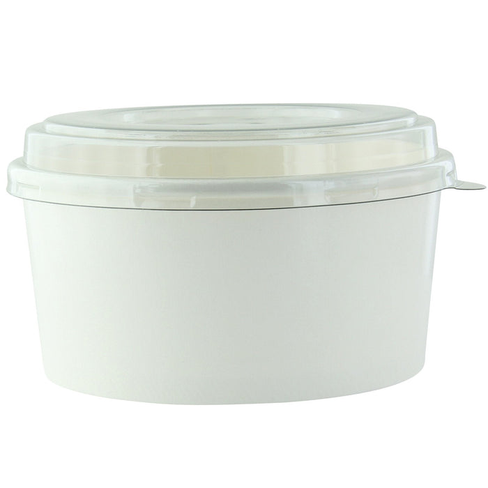 Combo Ensaladera redonda multiusos BUCKATY cartón blanco con tapa PET 1 140ml Ø187mm A67mm - 200Uds