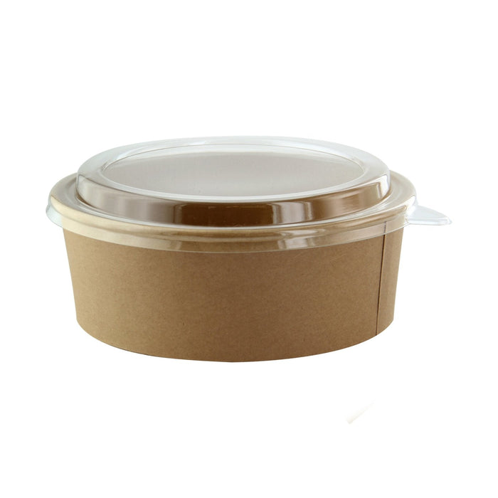 Combo Ensaladera redonda cartón kraft BUCKATY con tapa 1200ml Ø165mm A75mm - 200Uds