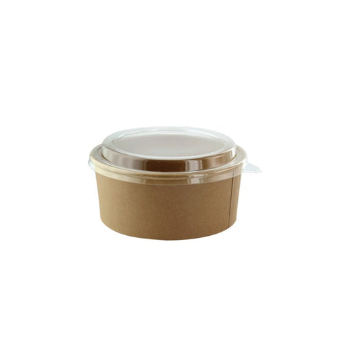 Combo Ensaladera redonda multiusos BUCKATY cartón kraft con tapa PET 500ml Ø111mm A63mm - 500Uds