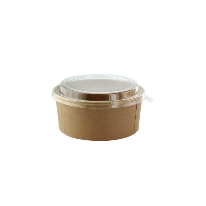 Combo Ensaladera redonda multiusos BUCKATY cartón kraft con tapa PET 500ml Ø111mm A63mm - 500Uds