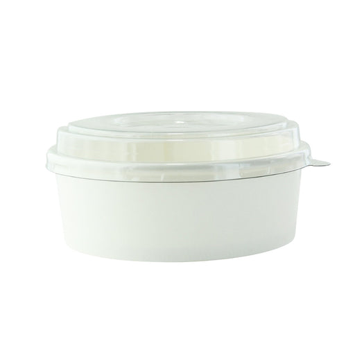 Combo Ensaladera redonda multiusos BUCKATY cartón blanco con tapa PET 550ml Ø150mm A50mm - 300Uds