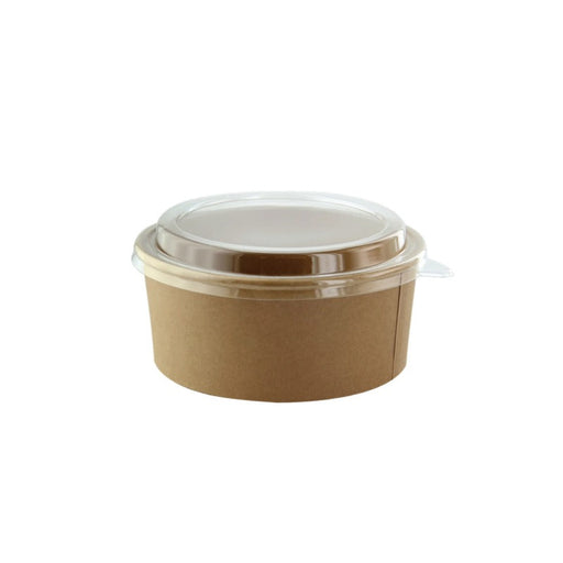 Combo Ensaladera redonda multiusos BUCKATY cartón kraft con tapa PET 550ml Ø150mm A50mm - 300Uds