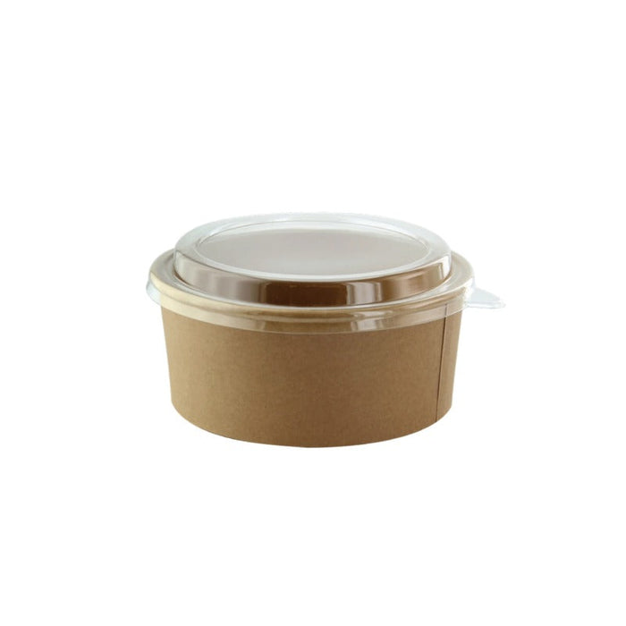 Combo Ensaladera redonda multiusos BUCKATY cartón kraft con tapa PET 550ml Ø150mm A50mm - 300Uds