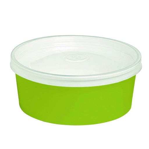 Combo Ensaladera redonda cartón verde BUCKATY con tapa 550ml Ø150mm A50mm - 240Uds