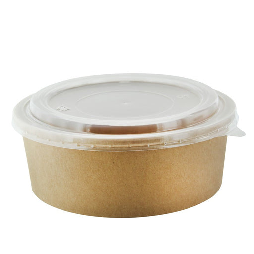 Combo Ensaladera redonda cartón kraft BUCKATY con tapa PP 1200ml Ø185mm A65mm - 200Uds