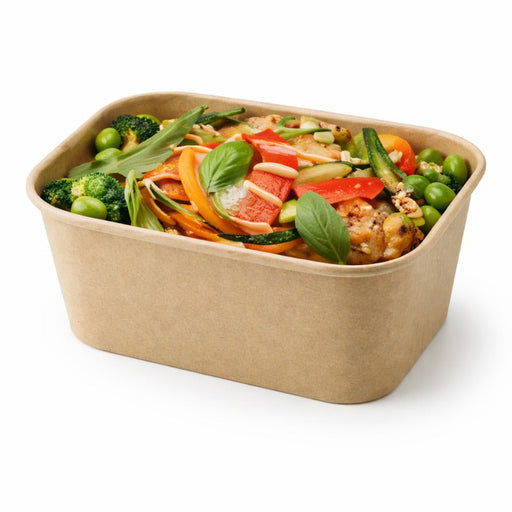 Bandeja kraft rectangular Recaty laminado PP 1000ml 170x120mm A75mm - 200Uds
