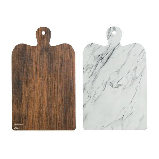 Tablas de aperitivo de doble cara imitación mármol y madera 180x295mm - 200Uds