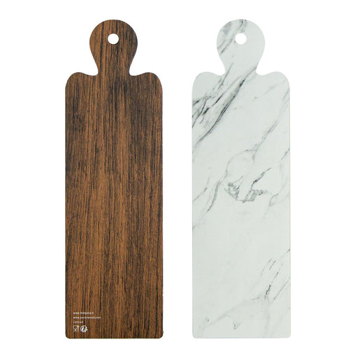Tablas de aperitivo de doble cara imitación mármol y madera 90x295mm - 400Uds