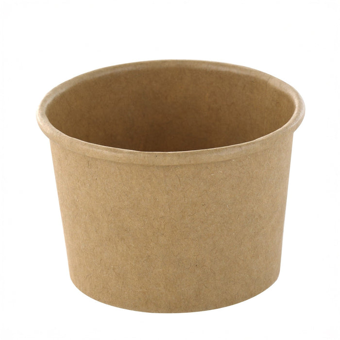 Tarrina caliente/frio en cartón kraft marrón sin plástico , Base agua 75ml A40mm - 1000Uds