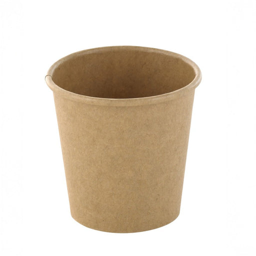 Tarrina caliente/frio en cartón kraft marrón sin plástico, Base agua 100ml A58mm - 1000Uds